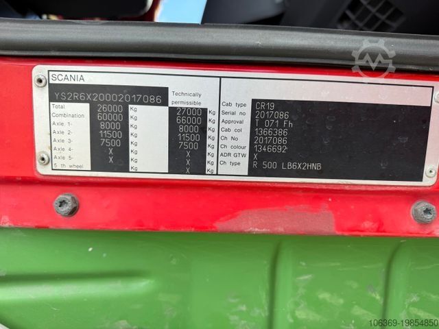 Kiepwagen SCANIA R500 V8 6x2  Highline / Cabel Tipper / Kipper