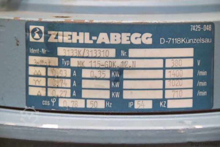 Elektromotor 0,33 kW 1400/1020/710 tpm Ziehl-Abegg MK 115-GDK.12.N