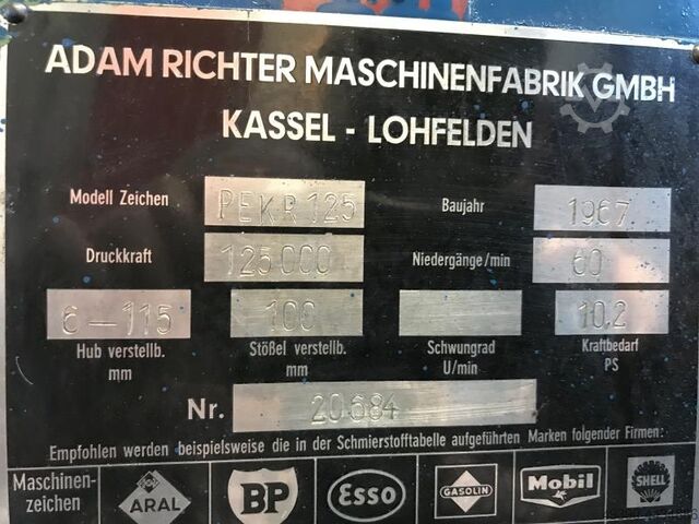 Einständer - Exzenterpresse, Exzenterstanze, Mechanische Presse PELS - RICHTER PEKR 125