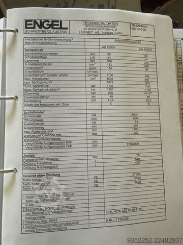 Spritzgießmaschine ENGEL ES 2050H/1050W/250 Hl-2F.