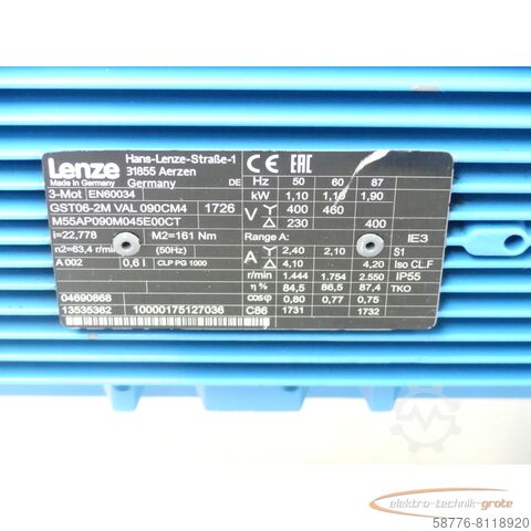 ABEL Motor ABEL Abel EM - 025Z0110-SG SN:3001302-01 + Lenze GST06-2M VAL 090CM4