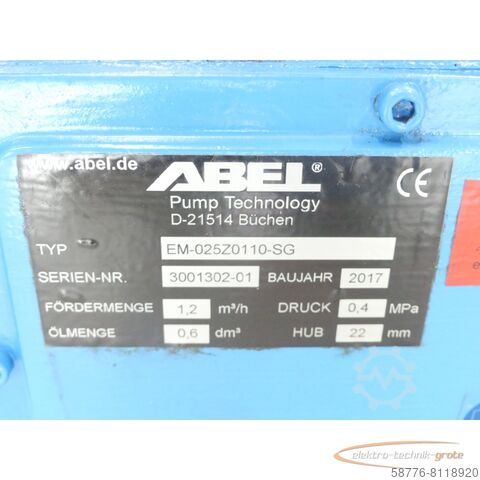 ABEL Motor ABEL Abel EM - 025Z0110-SG SN:3001302-01 + Lenze GST06-2M VAL 090CM4