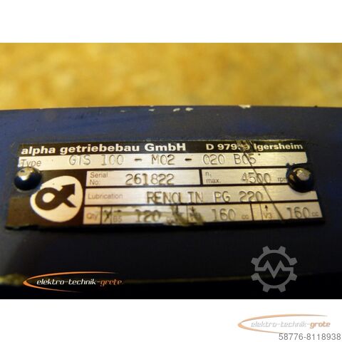 Alpha Getriebebau motor Alpha Getriebebau GTS 100-M02-020 B05 Getriebe SN: 261822