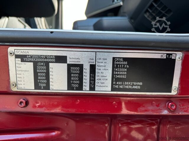 Autokran SCANIA R490 8x2*6 Euro 6 Tipper / Crane HMF 3220 K6