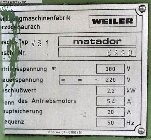 Svarv-konventionell-elektronisk WEILER MATADOR VS 1