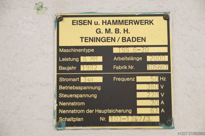 Pladesaks 6 x 2000 mm EHT TSS 6-20