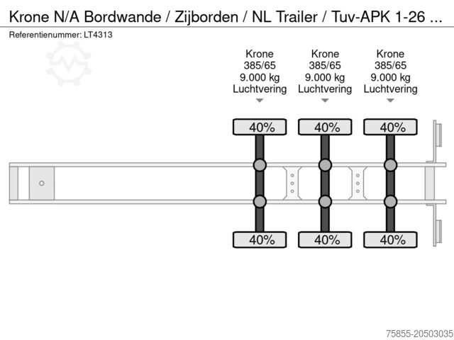 Curtain sided Krone N/A Bordwande / Zijborden / NL Trailer / Tuv-A...