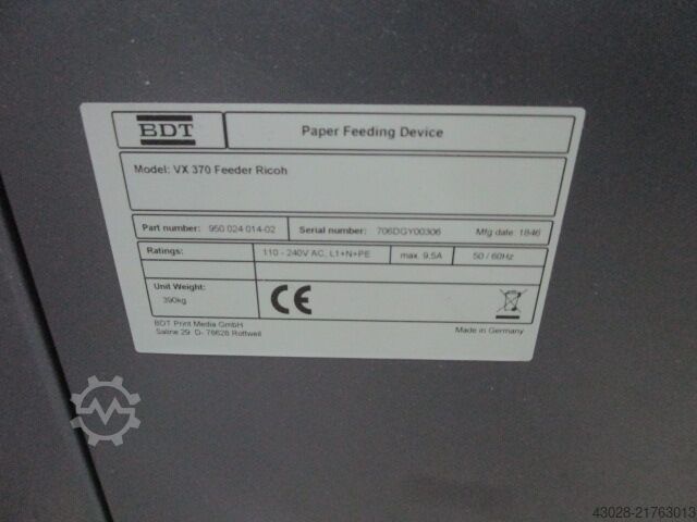 Alimentator de arc lung BDT VX 370-790 FEEDER RICOH