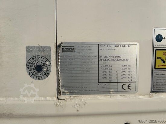 Semirremolque con piso móvil KNAPEN K100/KT01, 10 MM, LIFTACHSE, ROLLPLANE, FUNK