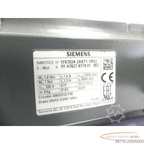 Vezérlőegység Siemens SIMOTICS 1FK7034-2AK71-1RH2 Synchronmotor SN: YFH7627977401002