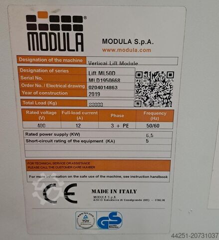 Geautomatiseerd verticaal opslagsysteem2 Modula Lift ML 50D