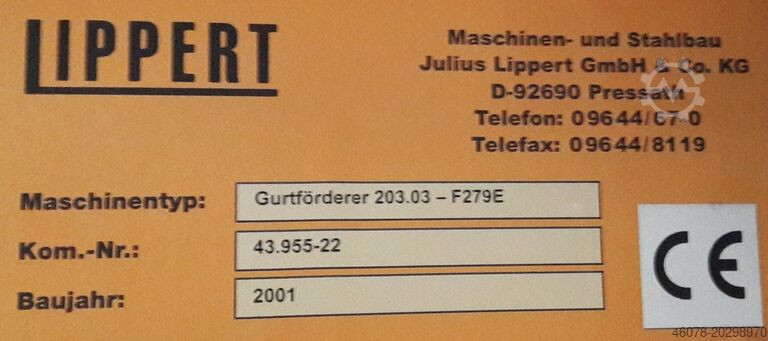 Transportador de correia Transportador de correia Lippert 7535-550-400