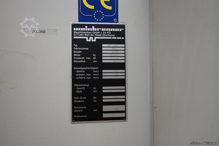 Weinbrenner afkantpers type GP125/3050 Weinbrenner Maschinenbau GmbH & Co.KG GP125