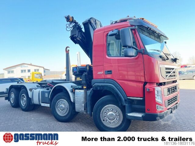 Haakarm vrachtwagen Volvo FM 460 8x2-6, Lenk-/Liftachse, Kran HMF 2020-K4,