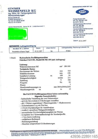 Profielbuigmachine Faccin RCMI 180