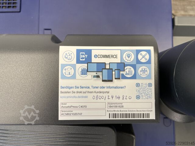 Maszyna do druku cyfrowego Minolta AccurioPress C4070 incl. Fiery, Paperdeck, Finisher and Duplex