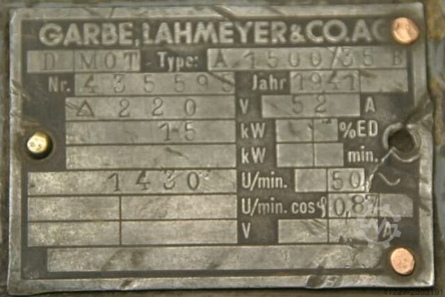 Elektromotor 15 kW 1430 Rpm Garbe Lahmeyer A1500/35B