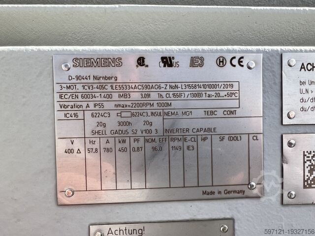 Motor trifásico Siemens 1CV3-405C 1LE55334AC590AG6-Z