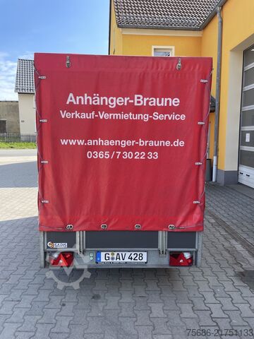 Remorcă auto SARIS Woody FW 150 Einachser Tieflader Plane