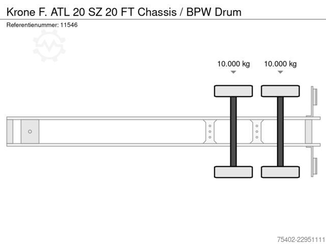 Containertransport Krone F. ATL 20 SZ 20 FT Chassis / BPW Drum