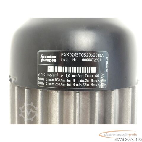 Motore per pompa Spandau Spandau Pumpen PXK0205TGS206G01BA Tauchumpe SN mit DB71N2000IE2+MUA