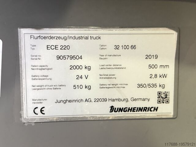 Horizontal-Kommissionierer Jungheinrich ECE 220 - BJ. 2019 - Sonderpreis - 2t