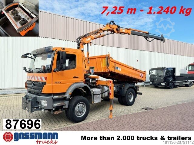 Kipper LKW Mercedes-Benz Axor 1833 AK 4x4, Winterdienstausstattung, Kran