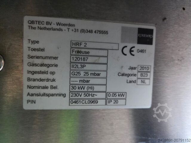 3-vaks friteuse met plaat en bain-marie Kiremko HRF 2