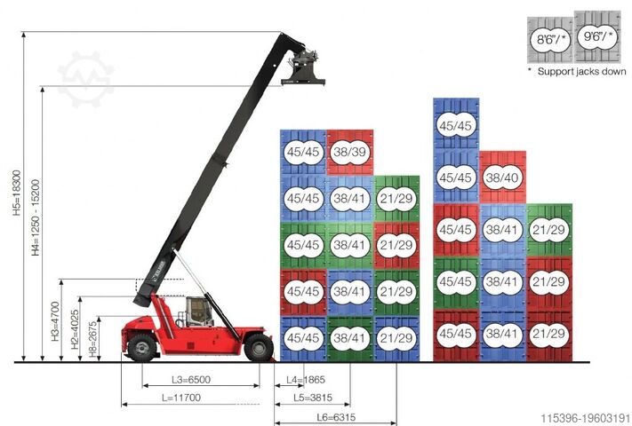 Volle container reachstacker Kalmar DRG450-65S5XS