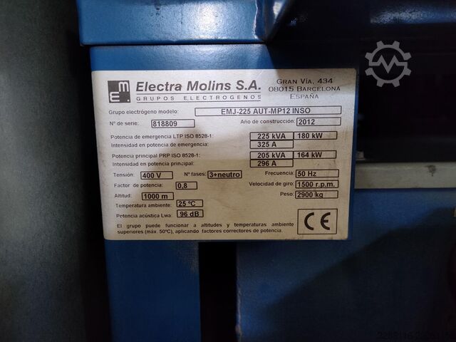 Gerador diesel ELECTRA MOLINS EMJ-225 AUT_MP12 INSO