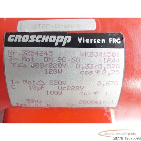Groschopp motor Groschopp WK0341501 Getriebemotor mit Bremse 1~Mot 220V~ 0,67A SN: 3254245