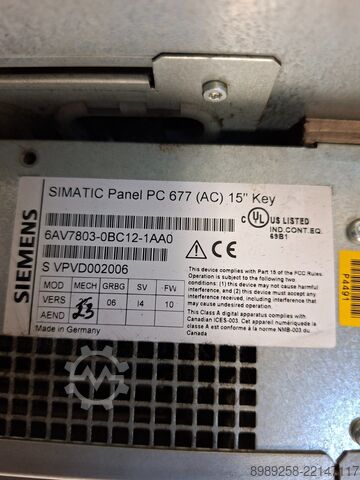 Pannello di controllo Siemens 6AV7 803-0BC12-1AA0