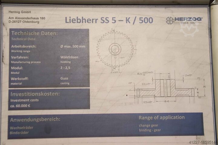 Gear hobbing machine Liebherr SS 5- K/500