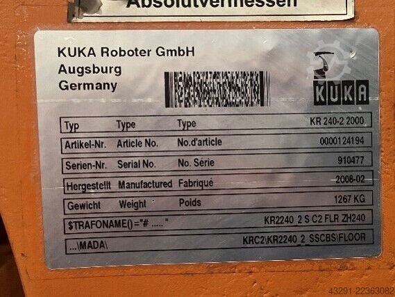 Industriële robot KUKA KR240-2 2000 Seriennr. 910477