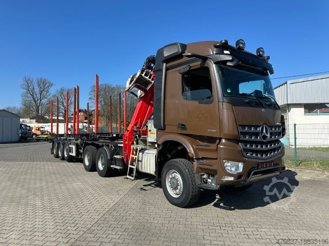 Holztransporter LKW MERCEDES-BENZ Arocs 3351 / 6x6 / Palfinger S260 Z 96 / Doll
