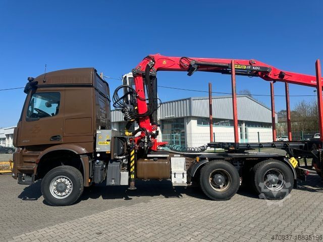 Holztransporter LKW MERCEDES-BENZ Arocs 3351 / 6x6 / Palfinger S260 Z 96 / Doll