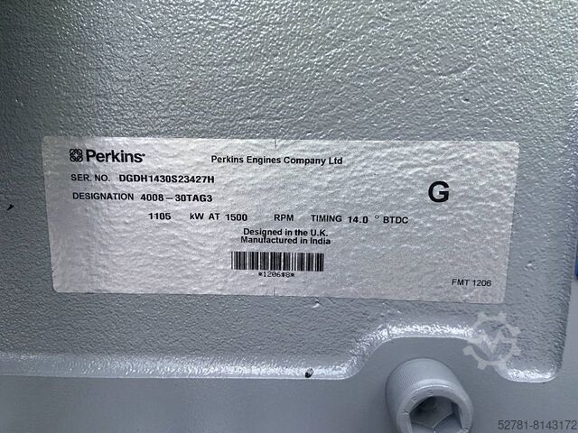 Generator set Perkins 4008TAG3 - 1250 kVA Open Genset - DPX-19821-O