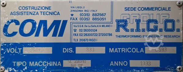 Termoformirna mašina COMI SL200x90 NG DX