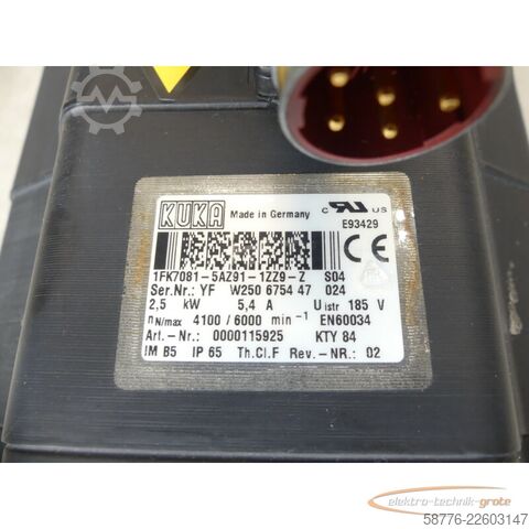 Unidade de controlo KUKA 1FK7081-5AZ91-1ZZ9-Z S04 Servomotor SN: YFW250675447024