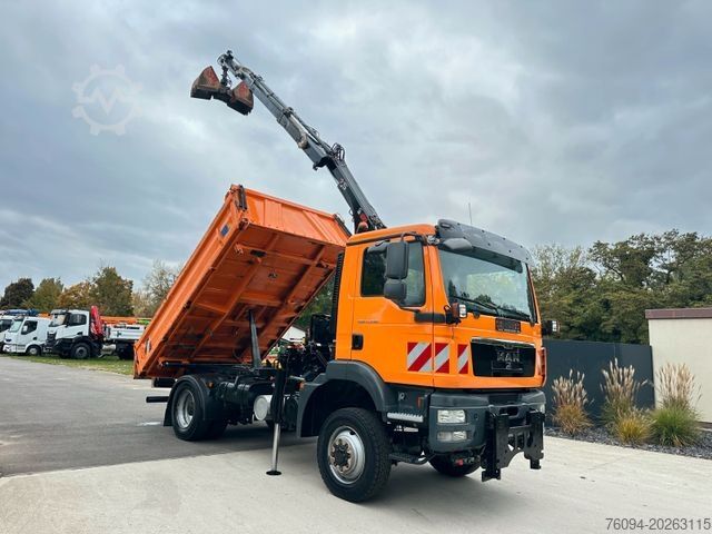 Τρίπλευρο ανατρεπόμενο φορτηγό MAN TGM 13.250 4x4 Kipper KRAN FUNK AHK WINTERDIENST