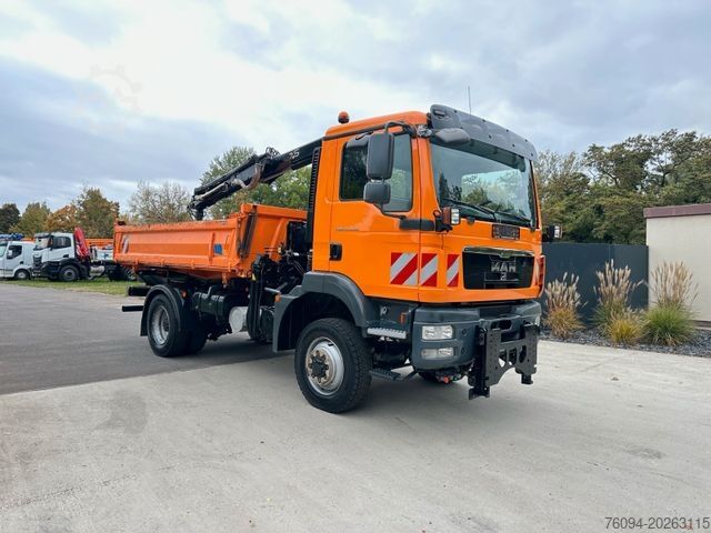 Τρίπλευρο ανατρεπόμενο φορτηγό MAN TGM 13.250 4x4 Kipper KRAN FUNK AHK WINTERDIENST