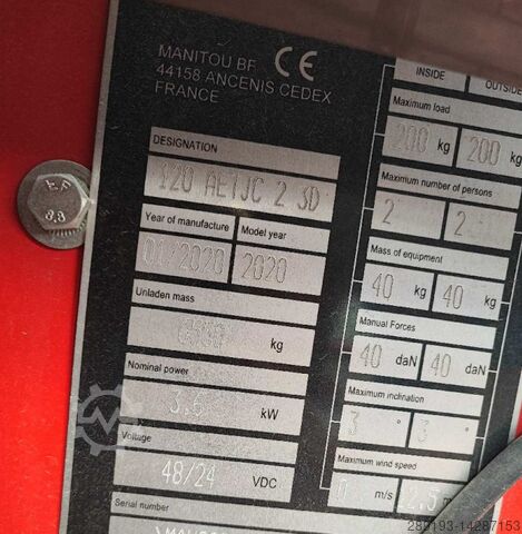 Hoogwerker zelfrijdend Manitou 120 AETJ-C 3D Gelenkteleskopbühne Elektro 12m Arbe
