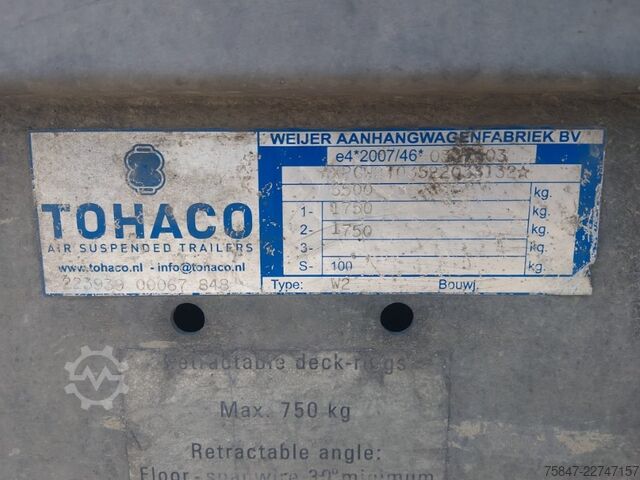 Rimorchio a pianale ribassato Weijer Tohaco MA235/4518