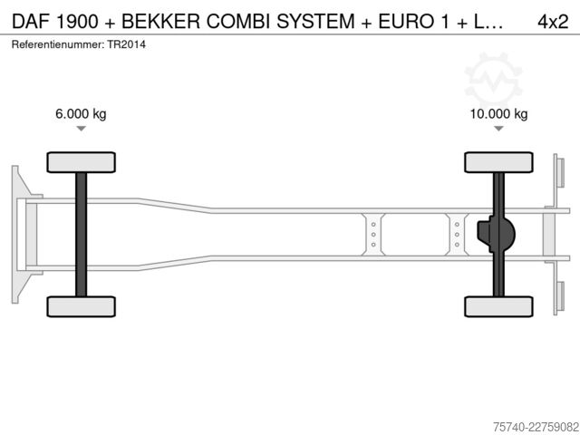 Vehículo de succión DAF 1900 + BEKKER COMBI SYSTEM + EURO 1 + LOW KM + ...