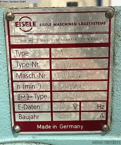 Soğuk daire testere EISELE VMS 120