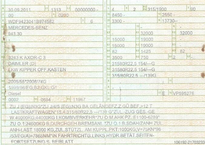 Camião basculante Mercedes-Benz Axor 3243 3-Seiten-Kipper