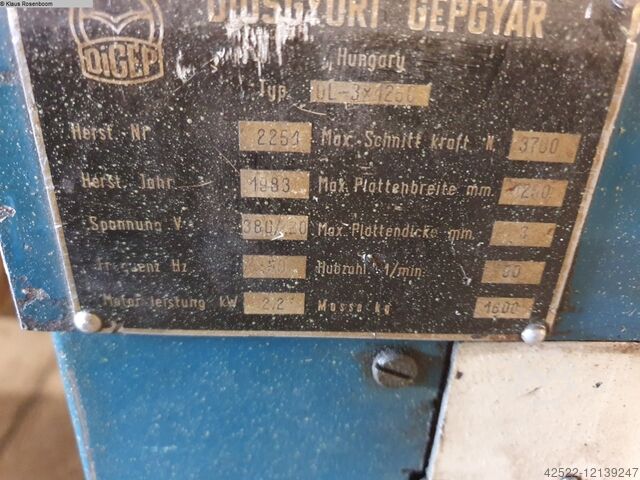 Guillotinesakse - mekaniske DIGEB OL-3x1250