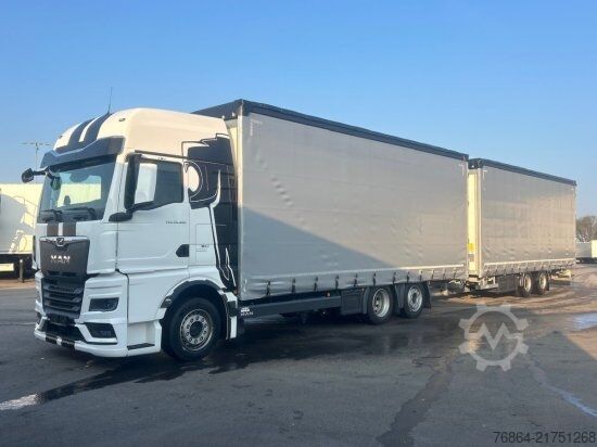 Platós teherautó ponyvával MAN TGX 26.480 6X2, PRITSCHE-PLANE JUMBO-ZUG, H&W TANDEM
