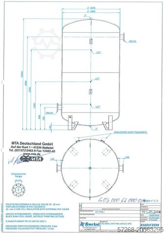 Kaltwasser Pufferspeicher Fiorini Pufferspeicher 8000 Liter 2x125FL 8 bar