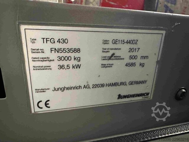 Chariot élévateur GPL Jungheinrich TFG 430 - TRIPLEX 4,4 m